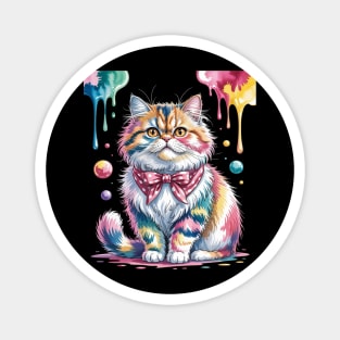 Womens Paint Art British Longhair Cat Highland Straight Magnet